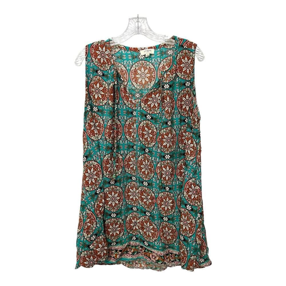 Umgee USA Boho Floral Mini Sleeveless Dress Summer Casual sz L